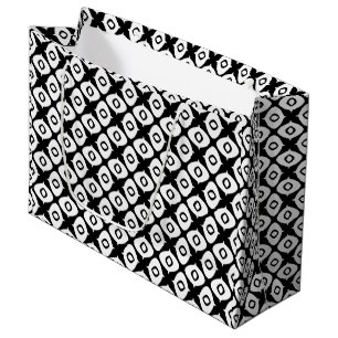Bold Black and White Symmetrical Arabesque Pattern Large Gift Bag