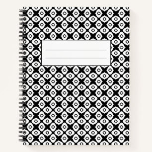Bold Black and White Symmetrical Arabesque Pattern Notebook