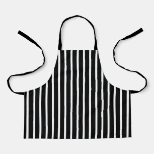 Bold Black and White Vertical Stripe Apron
