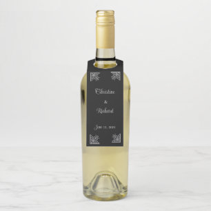 Bold Black and White Vintage Wedding Bottle Tag