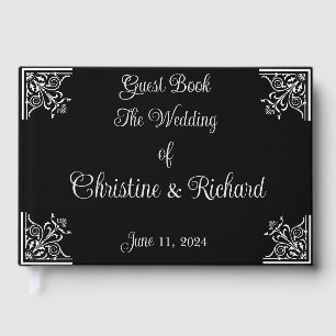 Bold Black and White Vintage Wedding Personalised Guest Book