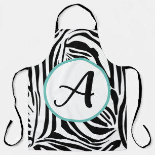 Bold Black and White Zebra Print Pattern Apron