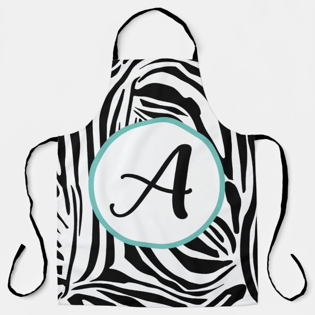 Bold Black and White Zebra Print Pattern Apron (Front)