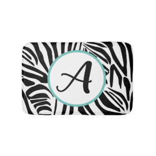 Bold Black and White Zebra Print Pattern Bath Mat