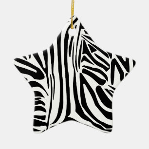 Bold Black and White Zebra Print Pattern Ceramic Tree Decoration