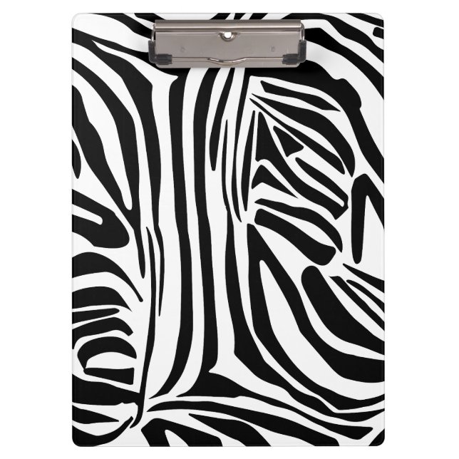 Bold Black and White Zebra Print Pattern Clipboard (Front)