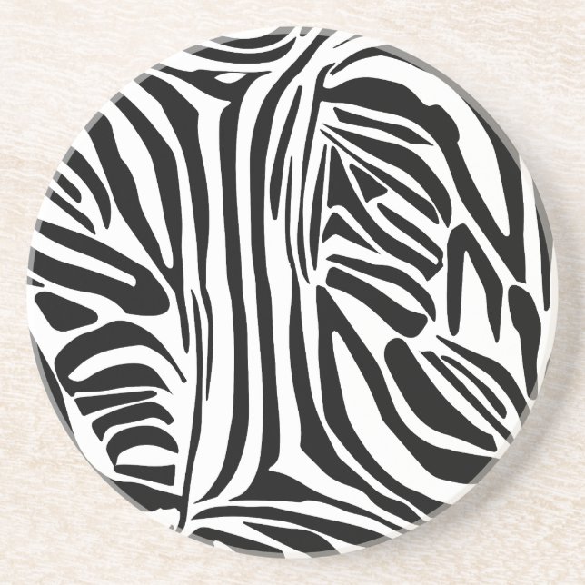 Bold Black and White Zebra Print Pattern Coaster (Front)