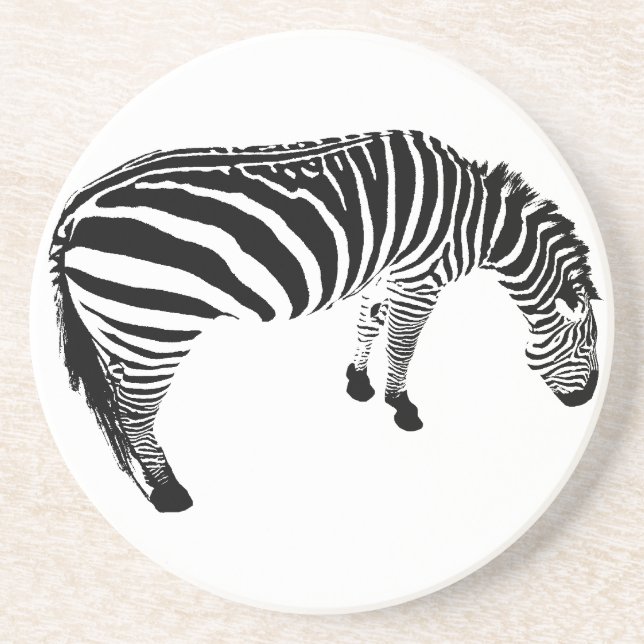 Bold Black and White Zebra Print Pattern Coaster (Front)