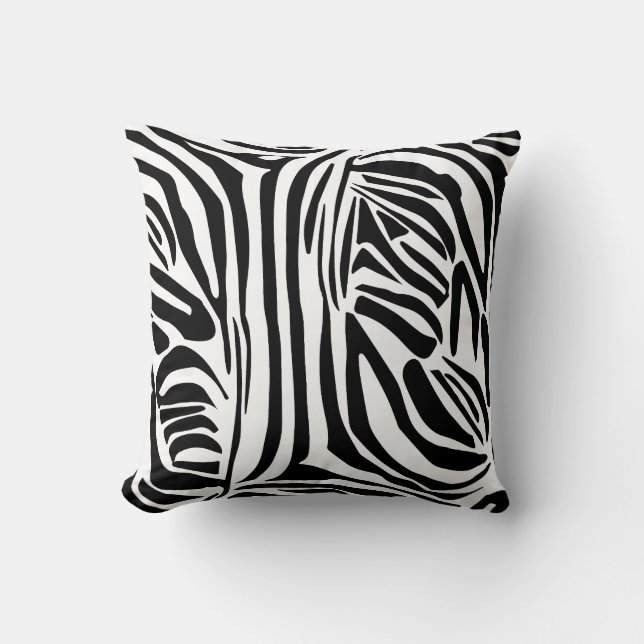 Bold Black and White Zebra Print Pattern Cushion (Front)
