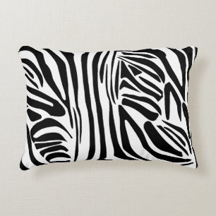 Bold Black and White Zebra Print Pattern Decorative Cushion