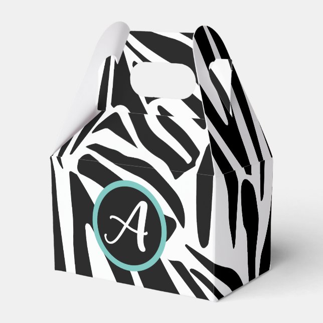 Bold Black and White Zebra Print Pattern Favour Box (Front Side)