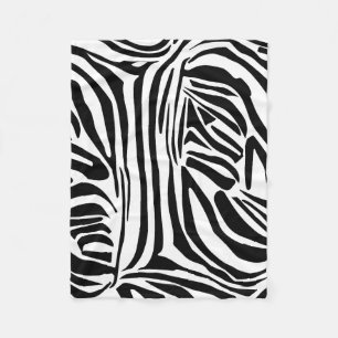 Bold Black and White Zebra Print Pattern Fleece Blanket