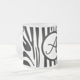 Bold Black and White Zebra Print Pattern Frosted Glass Coffee Mug