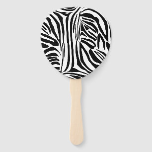 Bold Black and White Zebra Print Pattern Hand Fan