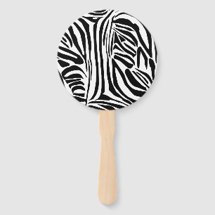 Bold Black and White Zebra Print Pattern Hand Fan