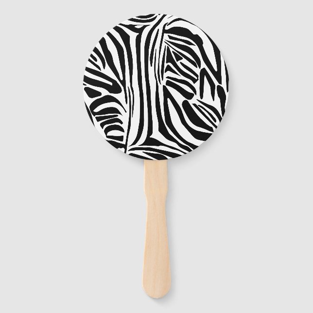 Bold Black and White Zebra Print Pattern Hand Fan (Front)