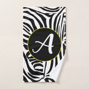Bold Black and White Zebra Print Pattern Hand Towel