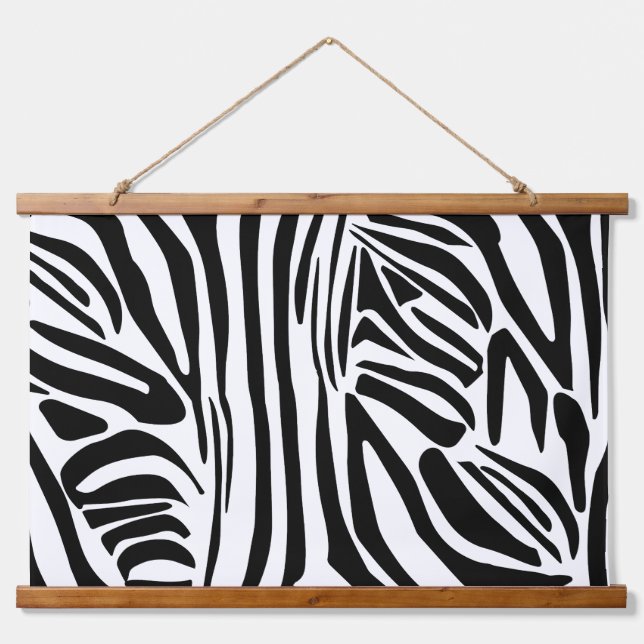 Bold Black and White Zebra Print Pattern Hanging Tapestry (Front)