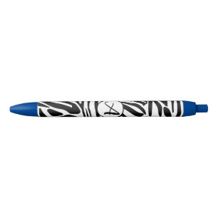 Bold Black and White Zebra Print Pattern Ink Pen