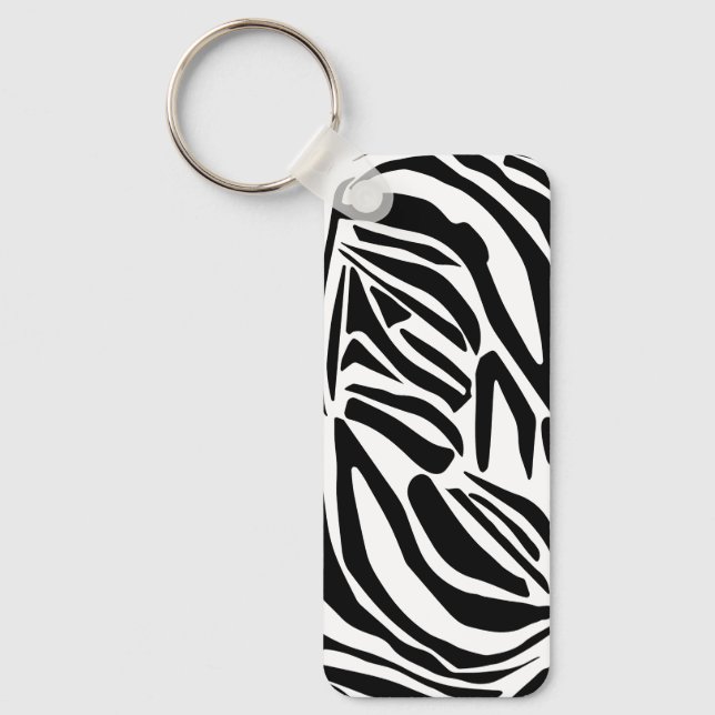 Bold Black and White Zebra Print Pattern Key Ring (Front)