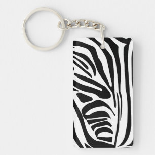 Bold Black and White Zebra Print Pattern Key Ring