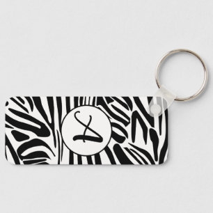 Bold Black and White Zebra Print Pattern Key Ring