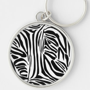 Bold Black and White Zebra Print Pattern Key Ring