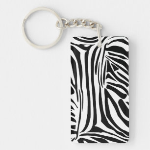 Bold Black and White Zebra Print Pattern Key Ring