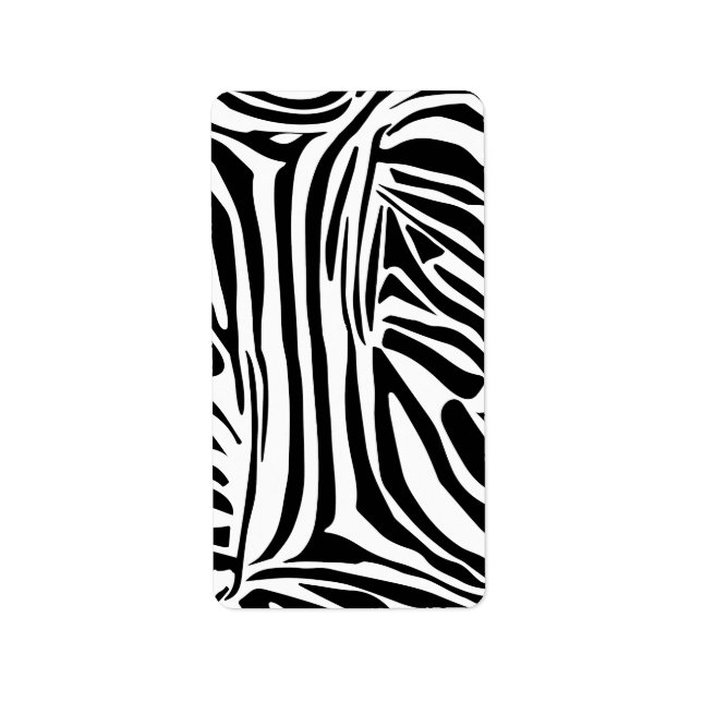 Bold Black and White Zebra Print Pattern Label (Front)