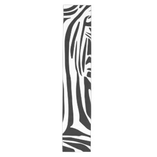 Bold Black and White Zebra Print Pattern Medium Table Runner