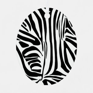 Bold Black and White Zebra Print Pattern Metal Tree Decoration