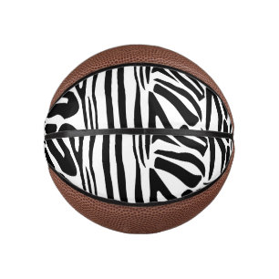 Bold Black and White Zebra Print Pattern Mini Basketball