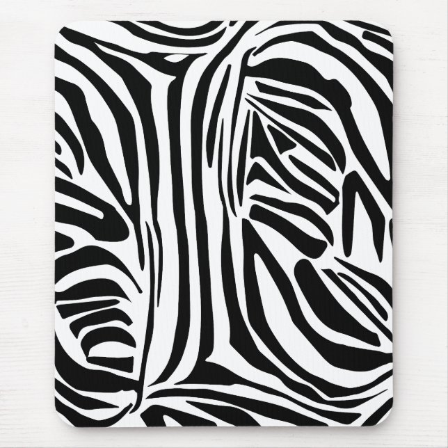 Bold Black and White Zebra Print Pattern Mouse Mat (Front)