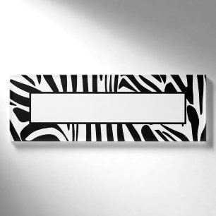Bold Black and White Zebra Print Pattern Name Tag