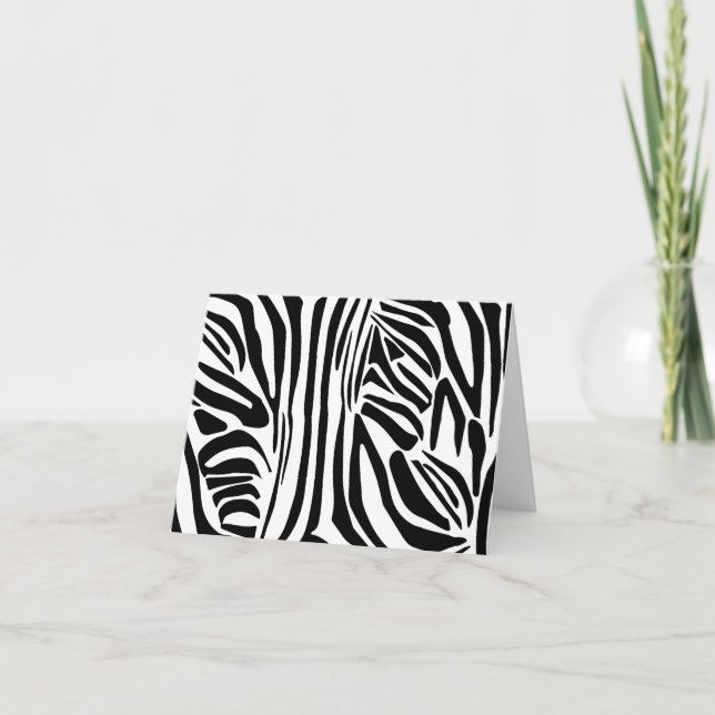 Bold Black and White Zebra Print Pattern Note Card (Front)