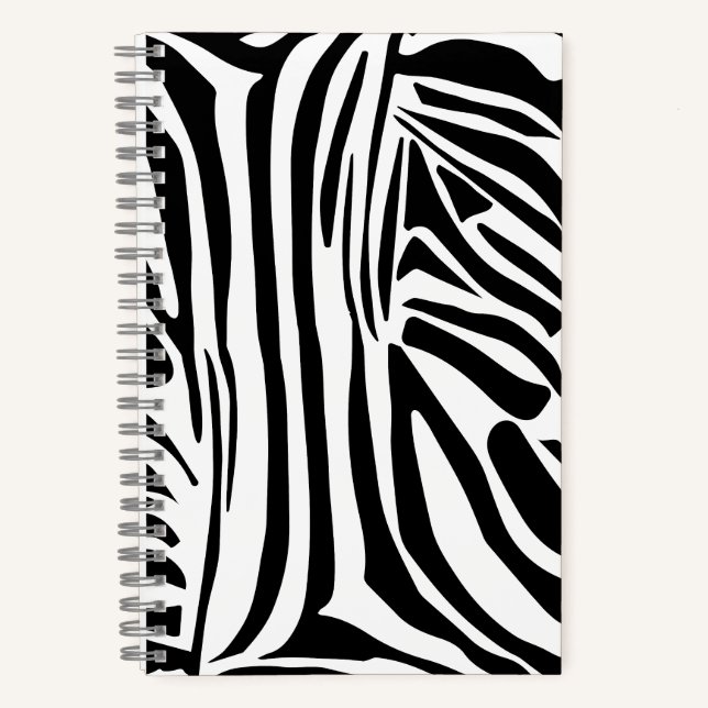 Bold Black and White Zebra Print Pattern Notebook (Front)