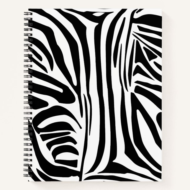Bold Black and White Zebra Print Pattern Notebook (Front)