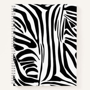 Bold Black and White Zebra Print Pattern Notebook
