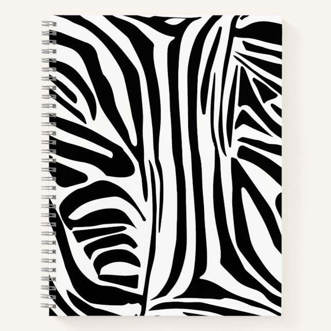 Bold Black and White Zebra Print Pattern Notebook (Front)