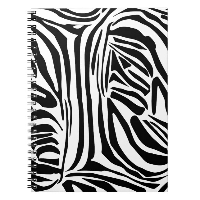 Bold Black and White Zebra Print Pattern Notebook (Front)