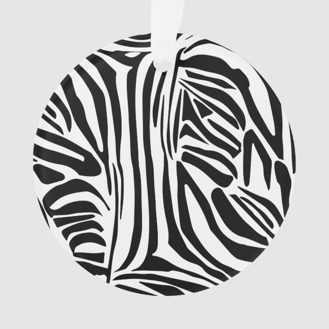 Bold Black and White Zebra Print Pattern Ornament (Front)