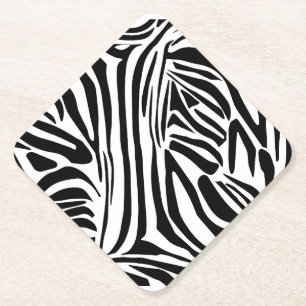 Bold Black and White Zebra Print Pattern Paper Coaster
