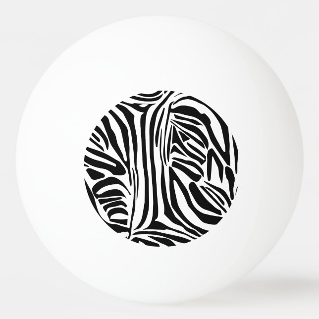 Bold Black and White Zebra Print Pattern Ping Pong Ball (Front)