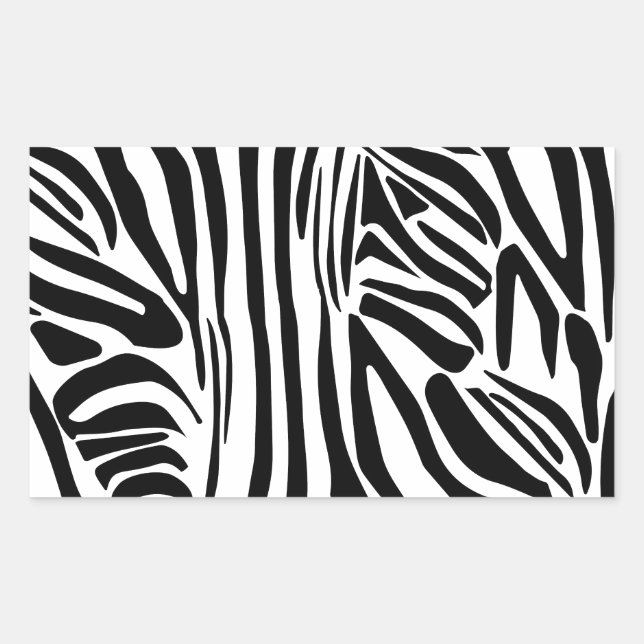 Bold Black and White Zebra Print Pattern Rectangular Sticker (Front)