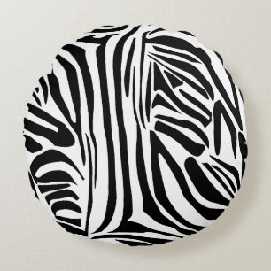 Bold Black and White Zebra Print Pattern Round Cushion