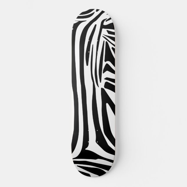 Bold Black and White Zebra Print Pattern Skateboard (Front)