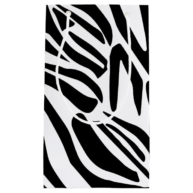 Bold Black and White Zebra Print Pattern Small Gift Bag (Front)
