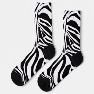 Bold Black and White Zebra Print Pattern Socks