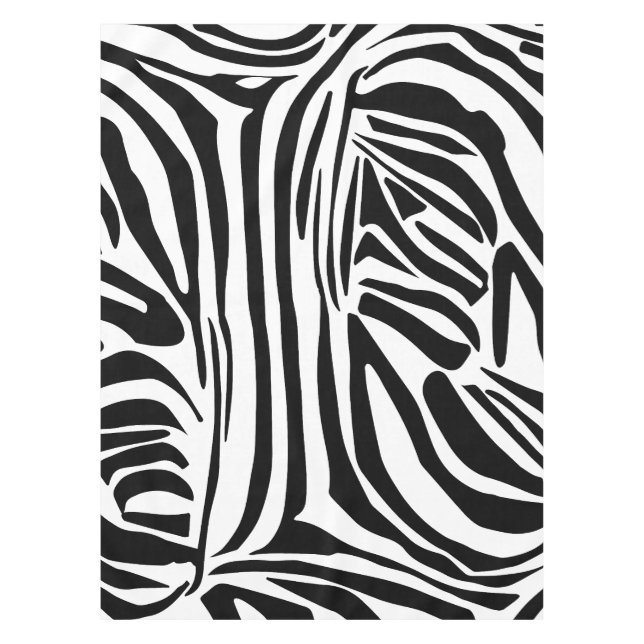 Bold Black and White Zebra Print Pattern Tablecloth (Front)
