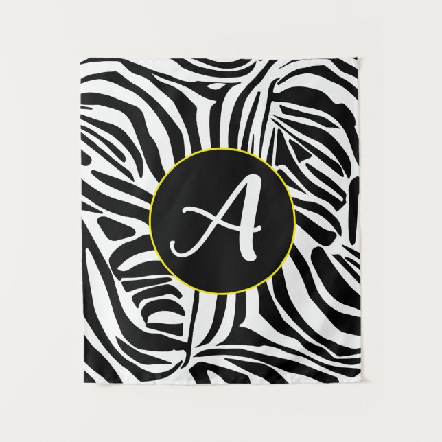 Bold Black and White Zebra Print Pattern Tapestry (Front)